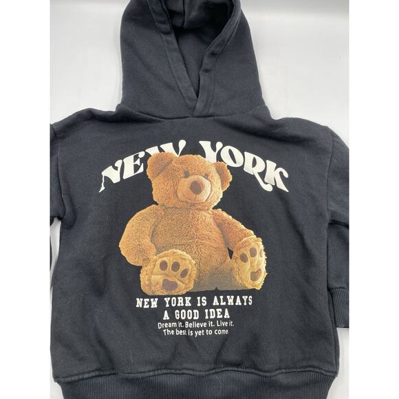 Zara Hooded Pullover Sweatshirt Kids New York Sz 4-5 Black - Picture 2 of 5